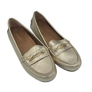 Vionic Womens Ashby Metallic Gold Loafers Leather Comfort Size 6.5 Preppy Office